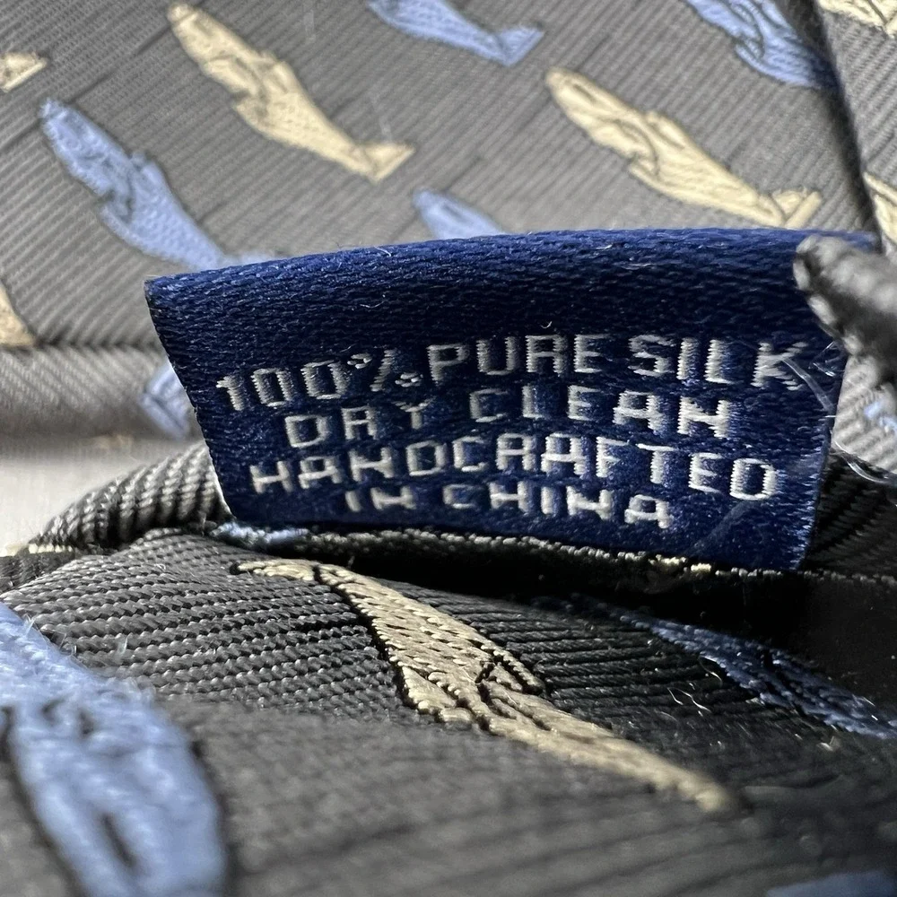 Doppeldecker Silk Tie WWII‎ Style Fighter / Trainer Airplanes Charcoal Vintage